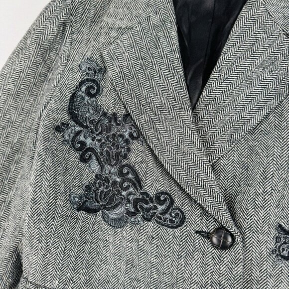 Dark Academia blazer women Lace Small Grey Coupé - Picture 4 of 12